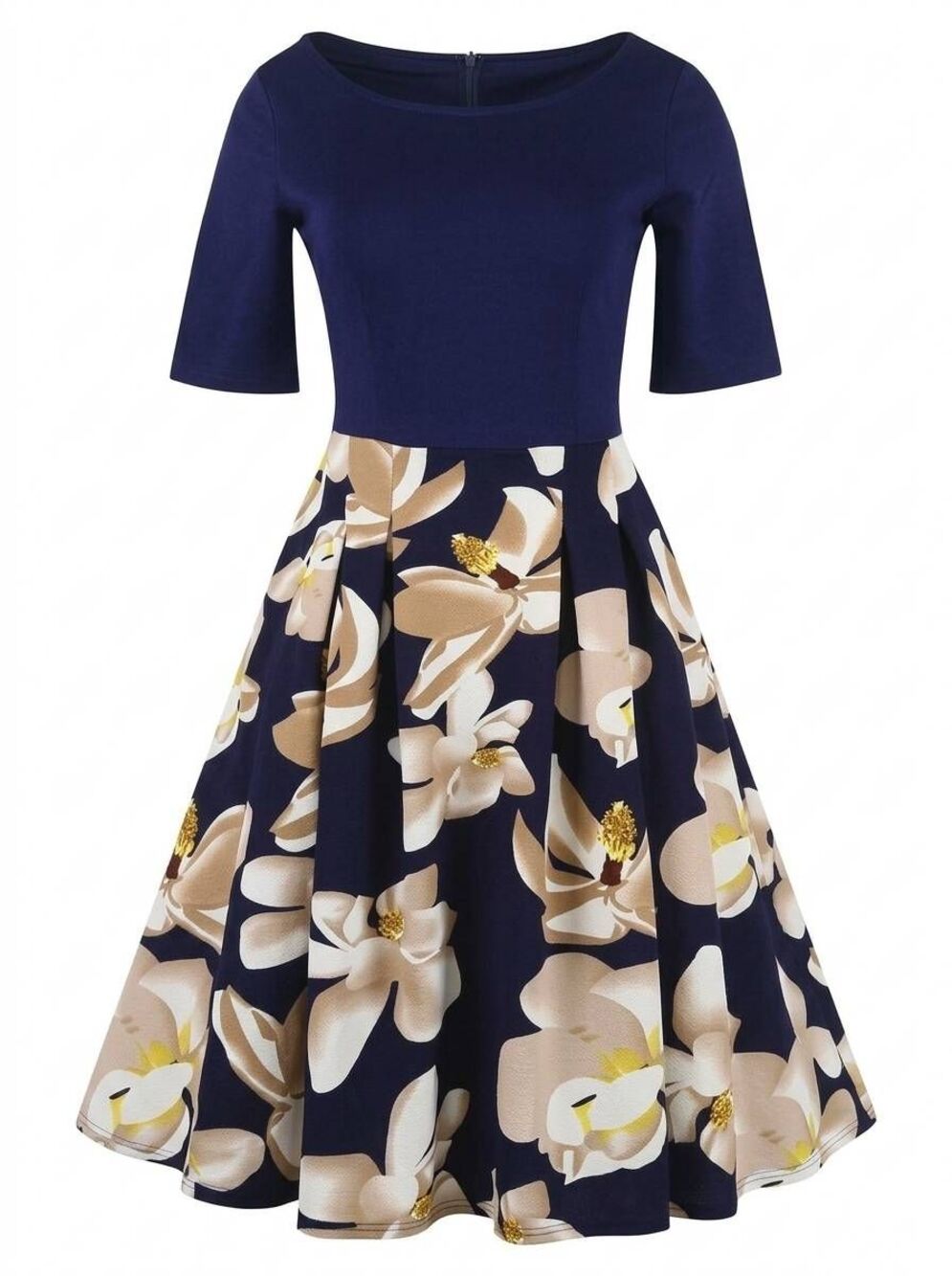 ☔️🩵NWOT Blue Floral Swing Elbow Sleeve Dress Small
